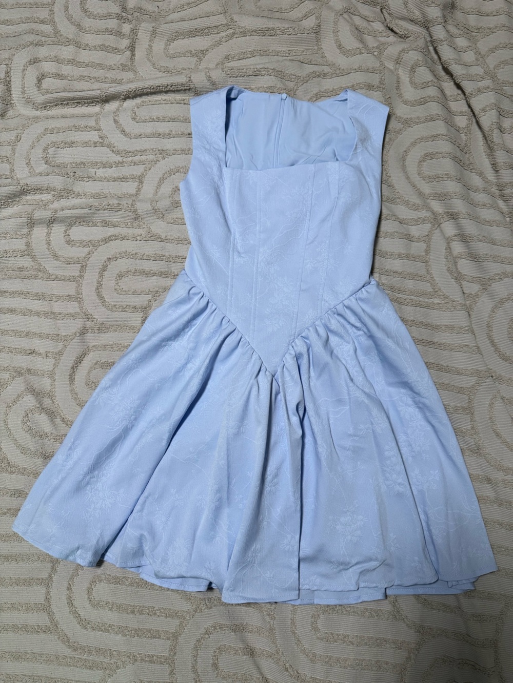 SHEIN Pastel Blue Floral Textured Dress